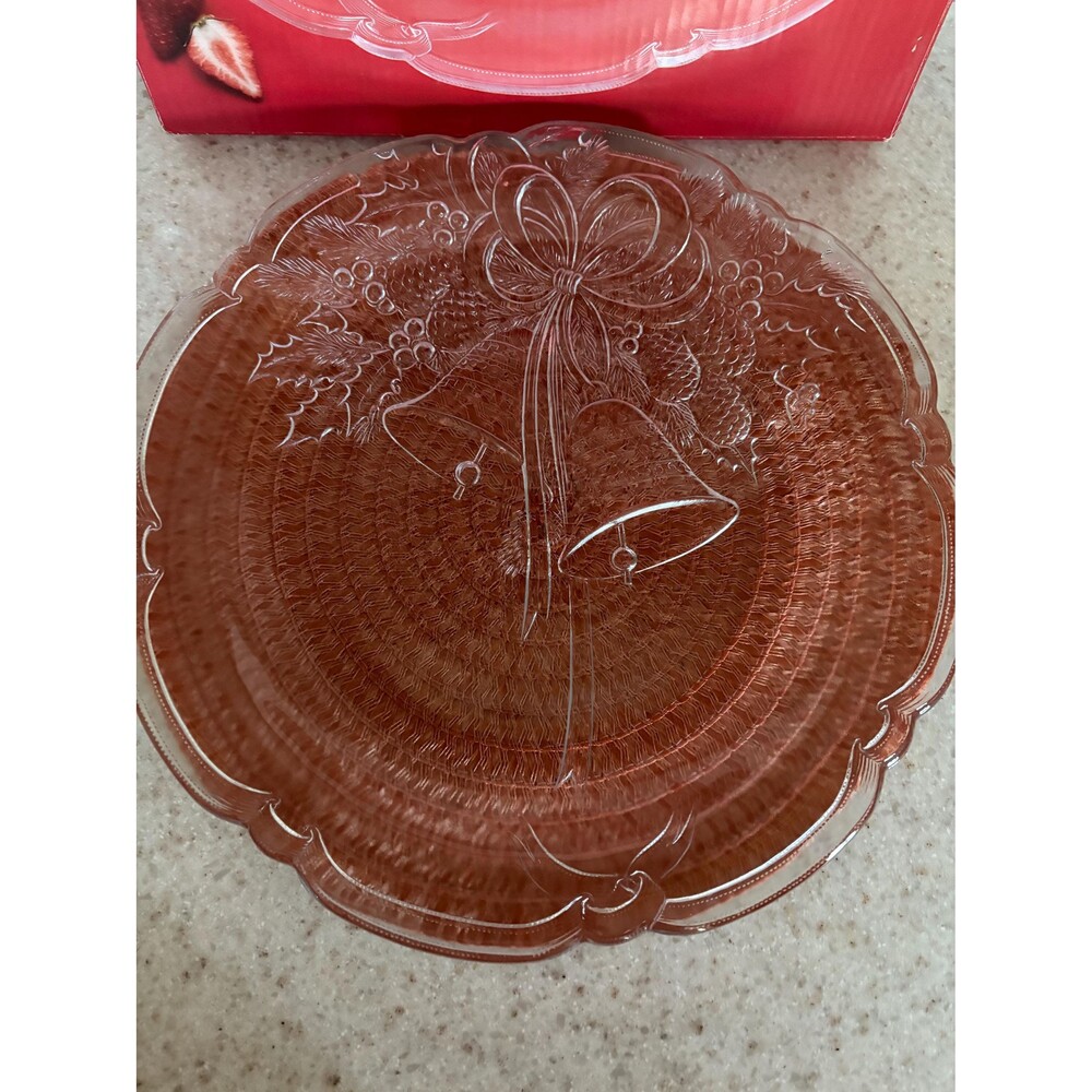 Vintage Mikasa Crystal Hostess Platter ‘Holiday Bells’ 14 3/4” Japan